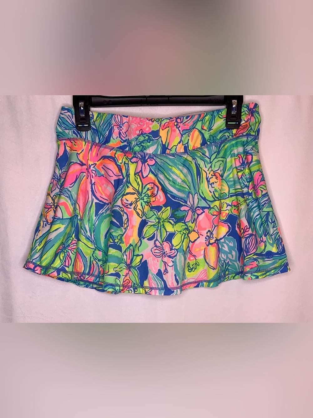 Lilly Pulitzer Luxletic Aila Skort Bennet Blue Surf Gypsea Swim floral sz Small